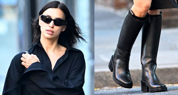 Dog Walking… But Make it Fashion: Irina Shayk Turns Heads in a Leggy Boyfriend Shirt and Knee-High Boots