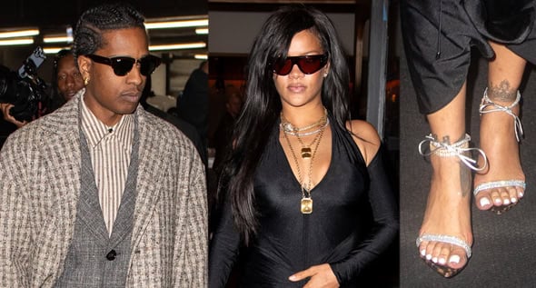 Rihanna Celebrates Baby Daddy A$AP Rocky’s Birthday in LaQuan Smith Dress and Gianvito Rossi Montecarlo Sandals