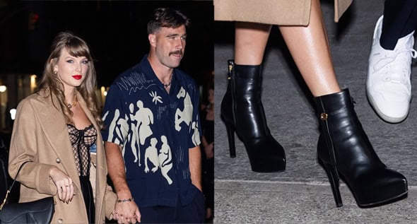 Taylor Swift Goes on a Date with Travis Kelce in Gucci Corset, Ralph Lauren Coat, and Louis Vuitton Boots