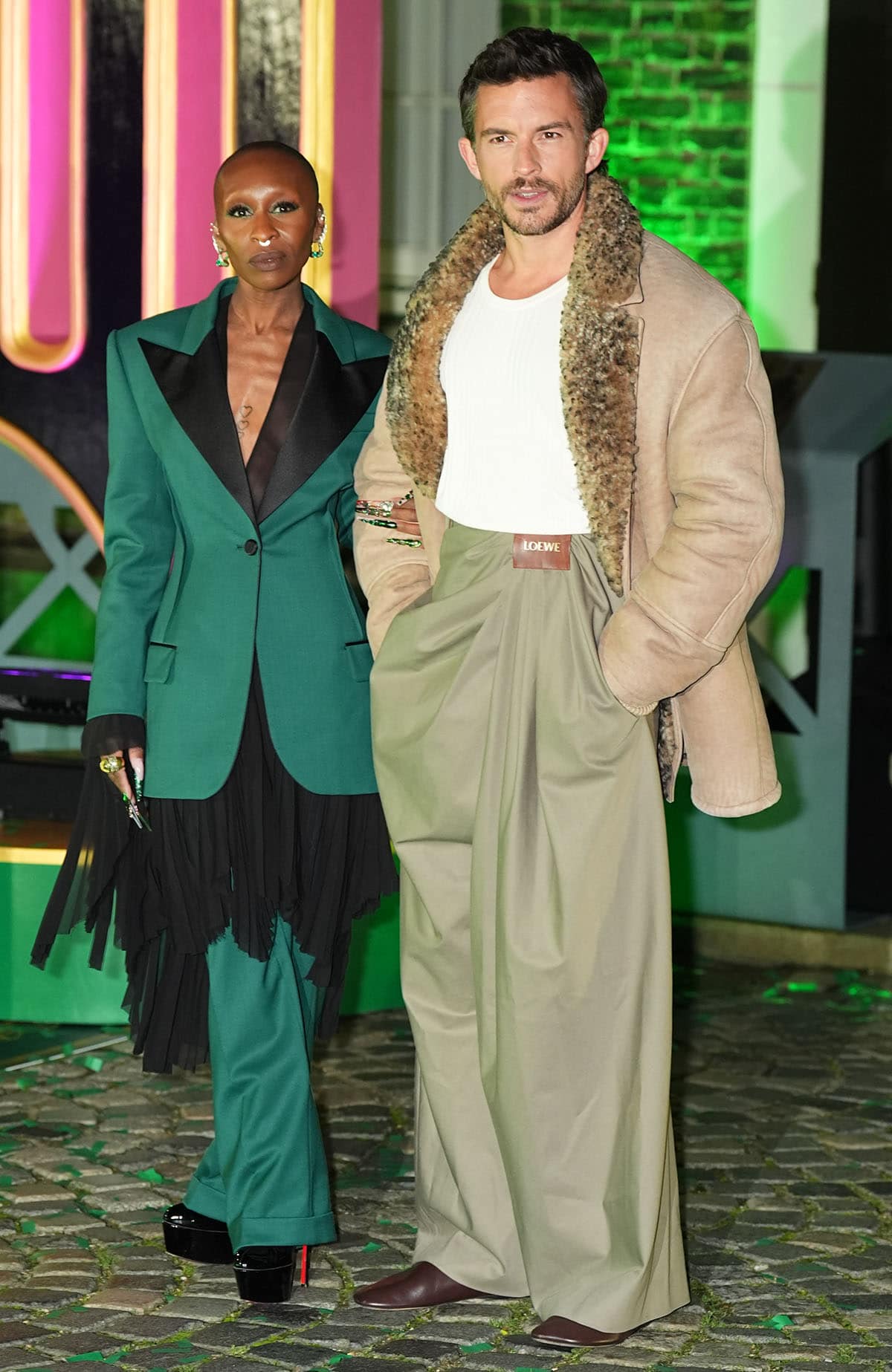 Cynthia Erivo with co-star Jonathan Bailey at the Wicked London photocall held at the Greenwich Observatory