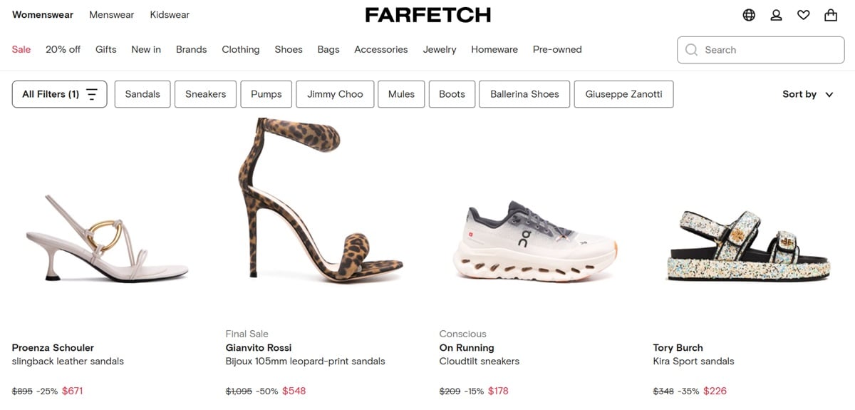 Save up to 50% on designer shoes with an extra 20% off during Farfetch's Black Friday event