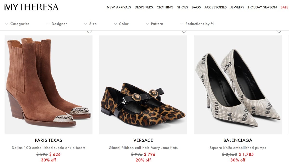 Mytheresa's Black Friday sale features up to 80% off on designer shoes