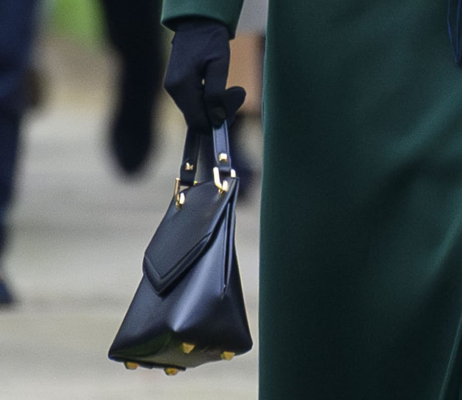 Kate Middleton carries her church necessities in a black Grace Han Love Letter top-handle bag