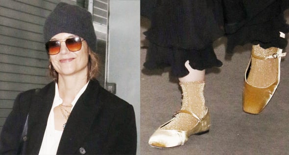 Preppy Meets Edgy: Katie Holmes’ Bold Take on Mary Jane Flats With Socks