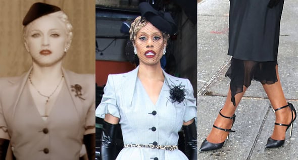 Laverne Cox Turns Heads in Madonna-Inspired John Galliano Look & Strappy Michael Kors Pumps