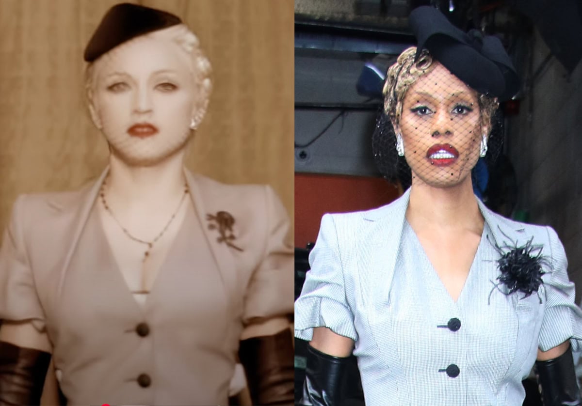 Laverne Cox channels Madonna in John Galliano as she promotes her sitcom Clean Slate at Live with Kelly & Mark