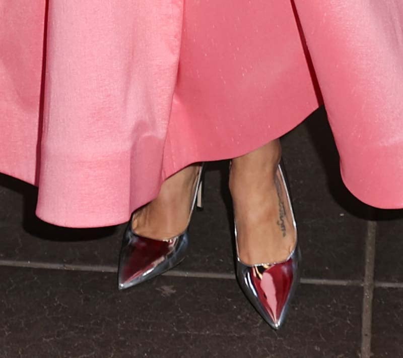 Jenna Dewan pairs her pink dress with metallic silver pumps, giving the girly look a hint of edgy glam