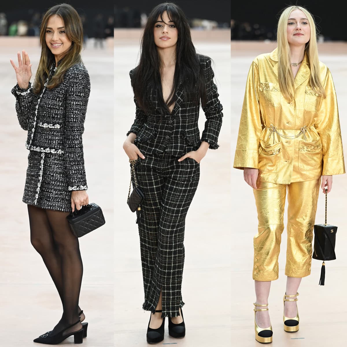 Jessica Alba, Camila Cabello, and Dakota Fanning wow in stunning pumps at the Chanel Womenswear Fall/Winter 2025-2026 photocall as part of Paris Fashion Week